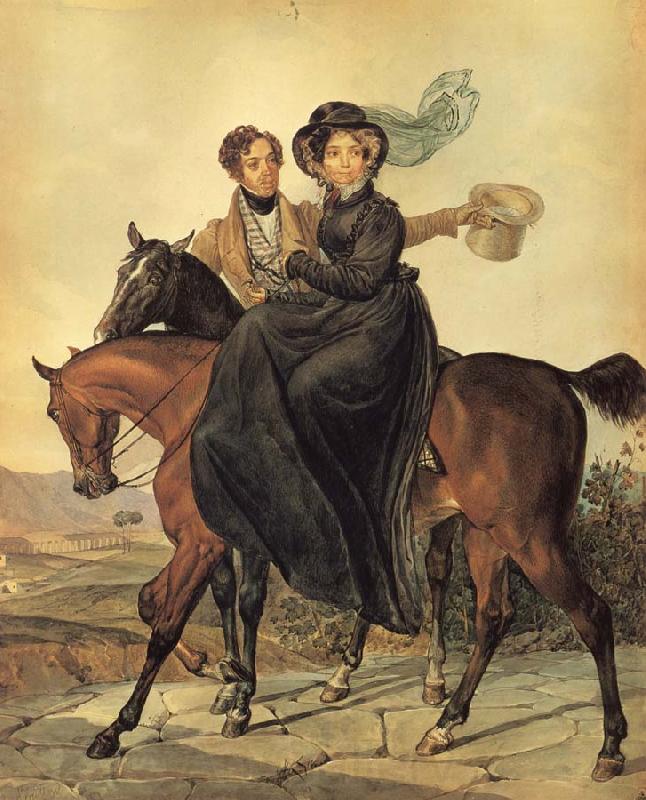 Karl Briullov Portait of Kirrill and Maria Naryshkin Spain oil painting art